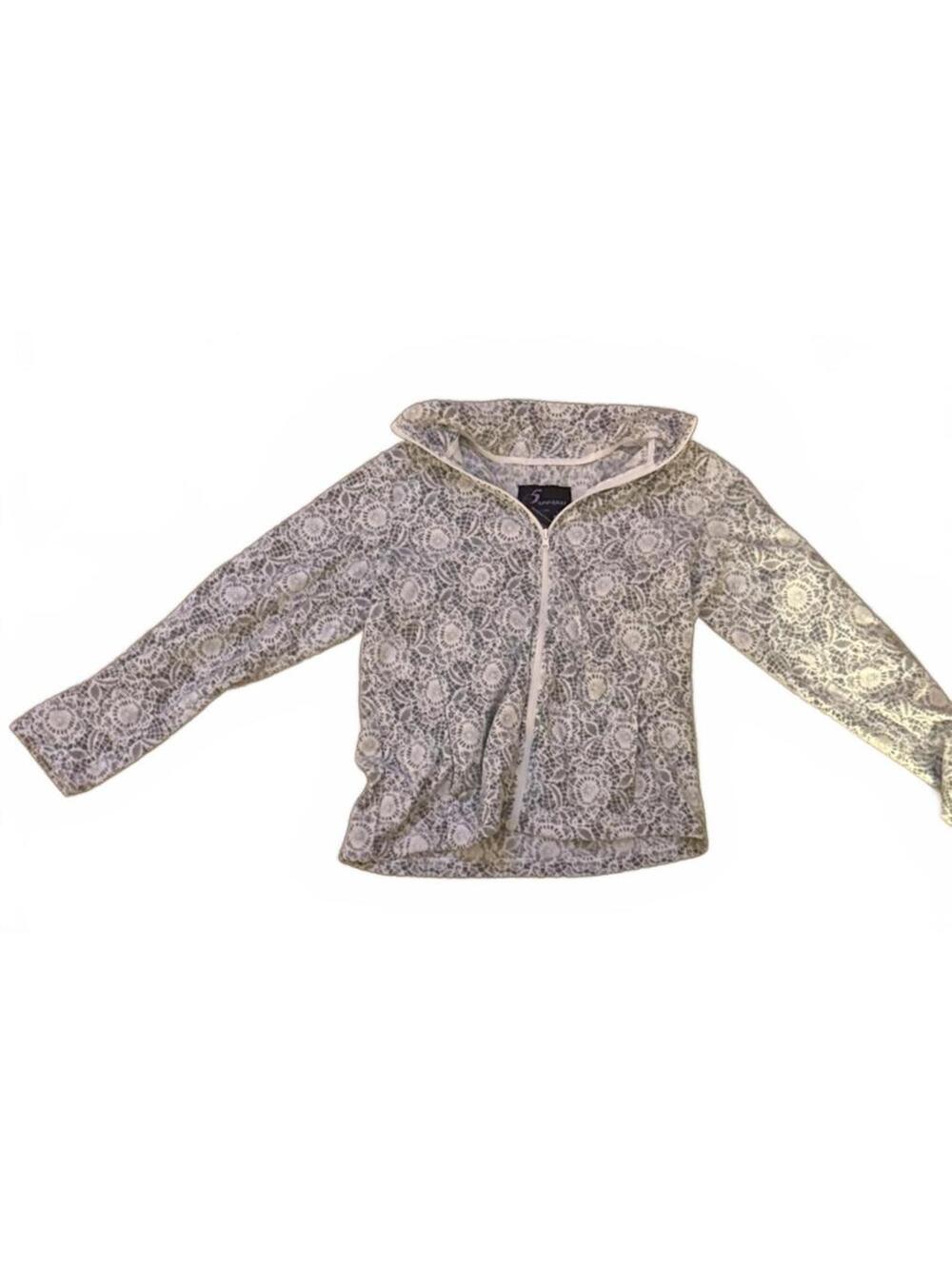 i5 Apparel White and Gray Patterned Zip-Up Jacket Size Large